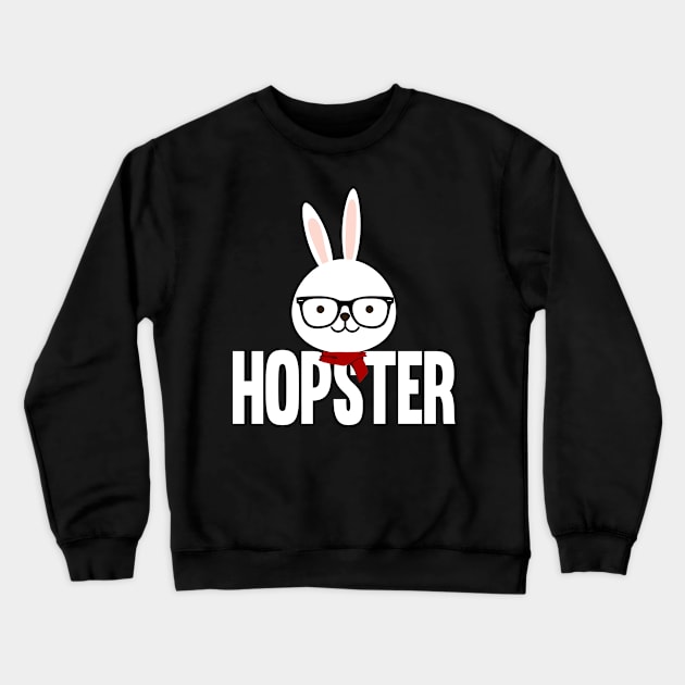 Hipster Bunny aka Hopster Crewneck Sweatshirt by Daytone